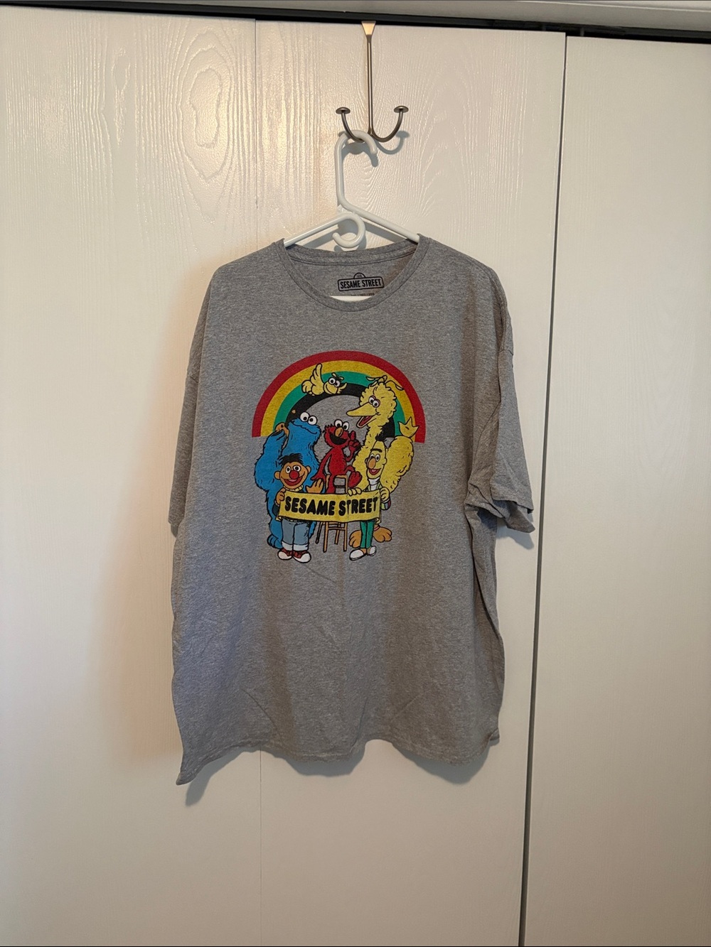 Sesame Street Gray Tee with Rainbow and Characters